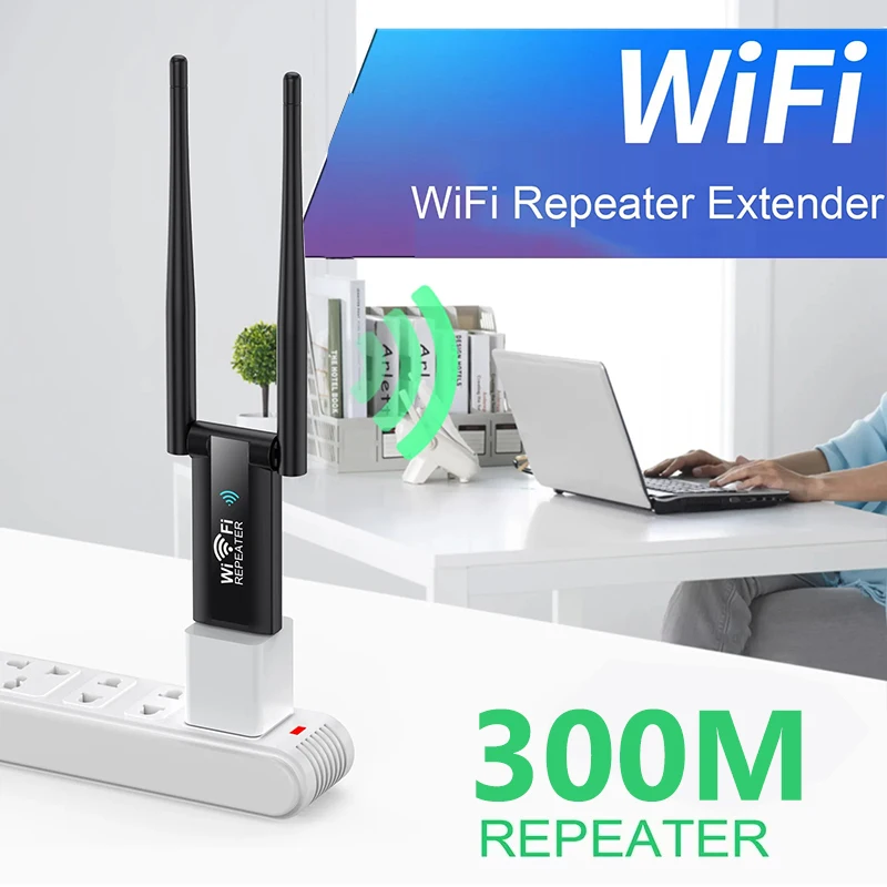 Wifi Range Extender - KEBIDUMEI 300Mbps USB Draadloze WiFi Signaalversterker