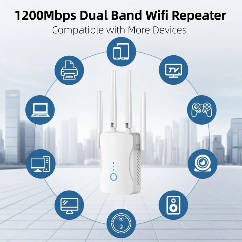 Wifi Range Extender - 1200Mbps Dual Band WiFi Repeater Draadloze