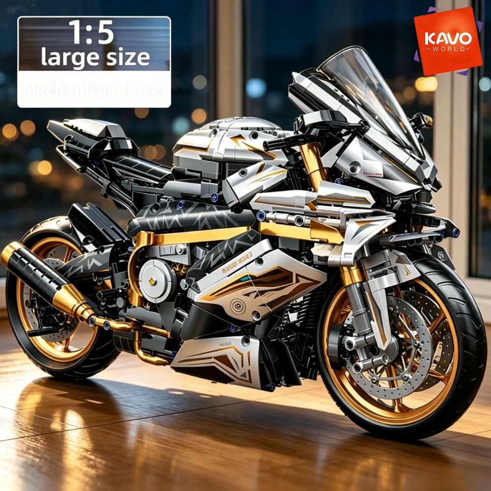 Office Tech For Men - KAVOWORLD 1:5 Grote Schaal Sportmotorfiets Bouwstenen